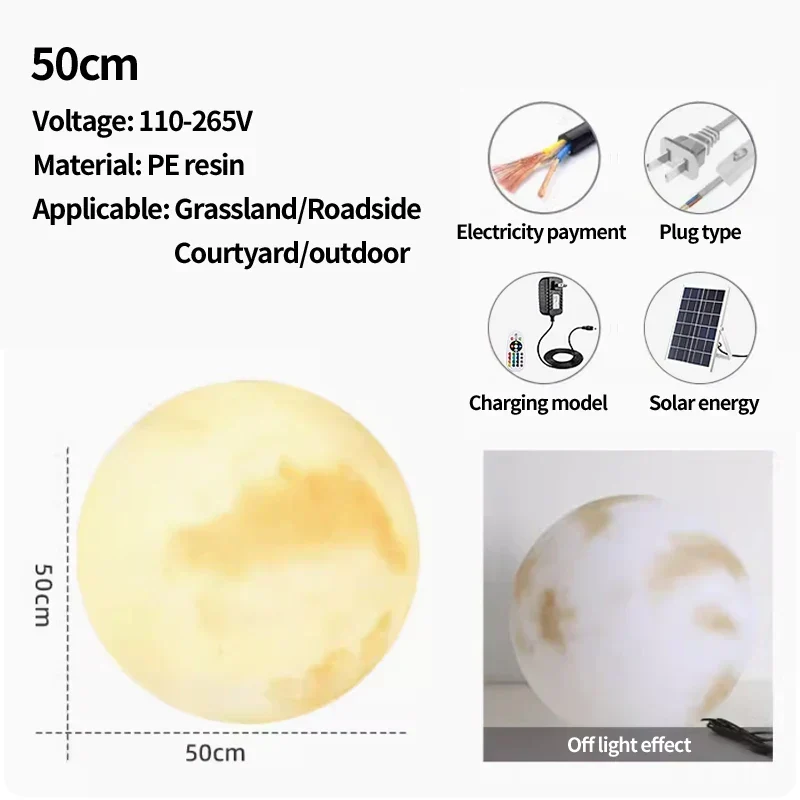 Euroselle Outdoor Waterproof Solar Moon Lamp Nordic Design