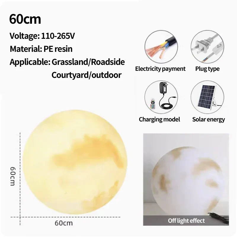 Euroselle Outdoor Waterproof Solar Moon Lamp Nordic Design
