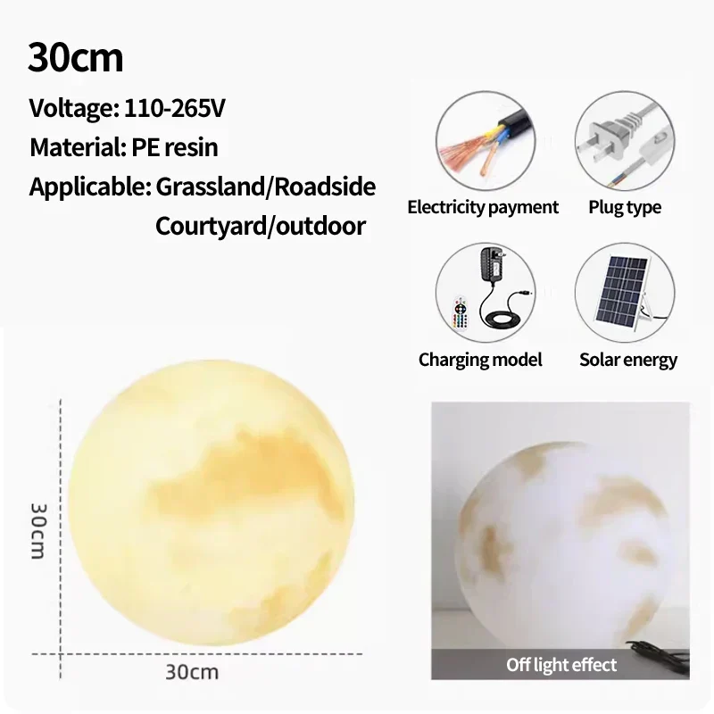 Euroselle Outdoor Waterproof Solar Moon Lamp Nordic Design