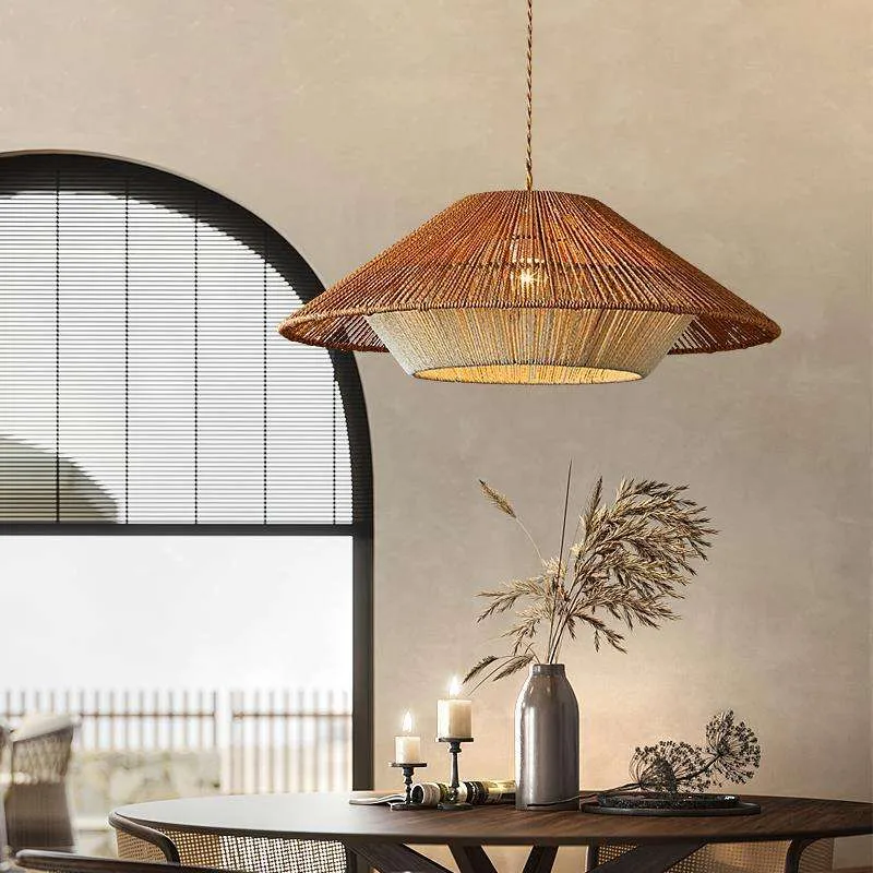 Kizuna Wicker Pendant Light, Retro Industrial Zen Lamp by Euroselle