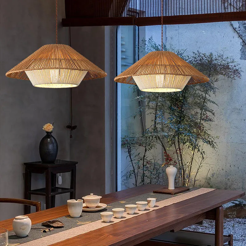 Kizuna Wicker Pendant Light, Retro Industrial Zen Lamp by Euroselle
