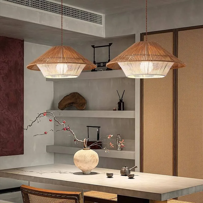 Kizuna Wicker Pendant Light, Retro Industrial Zen Lamp by Euroselle