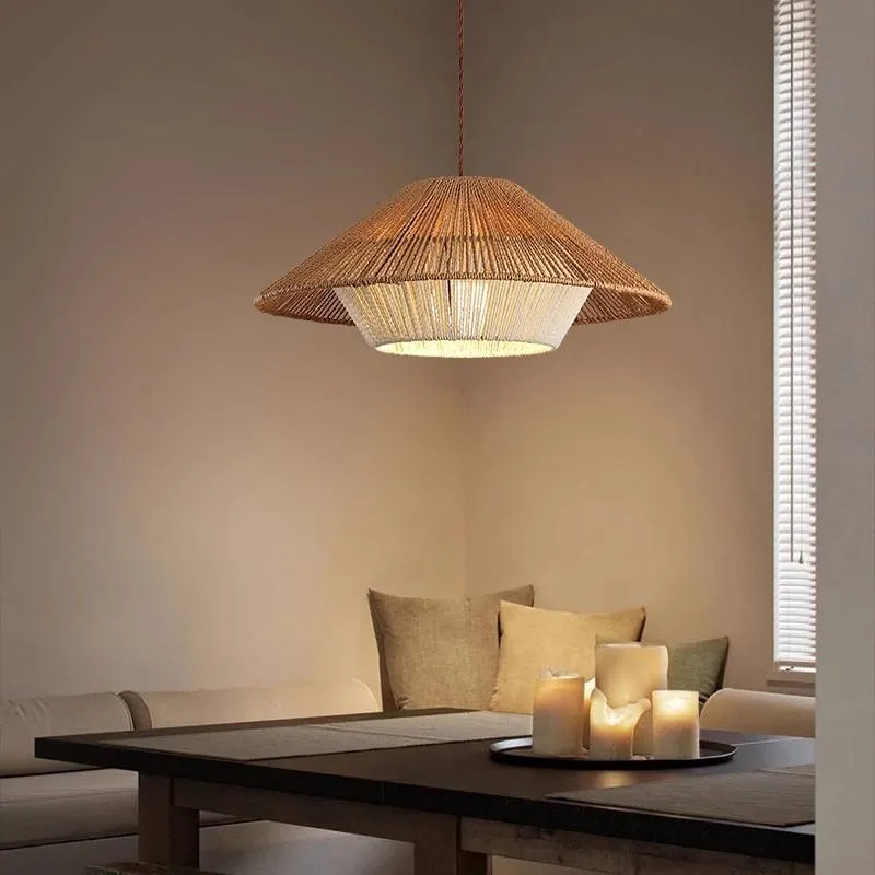 Kizuna Wicker Pendant Light, Retro Industrial Zen Lamp by Euroselle
