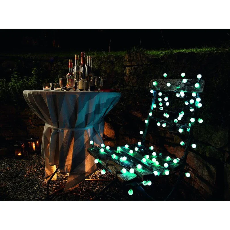 LED Globelichterkette große runde Dioden mit RGB Farbwechsel 80 RGB Dioden IP44