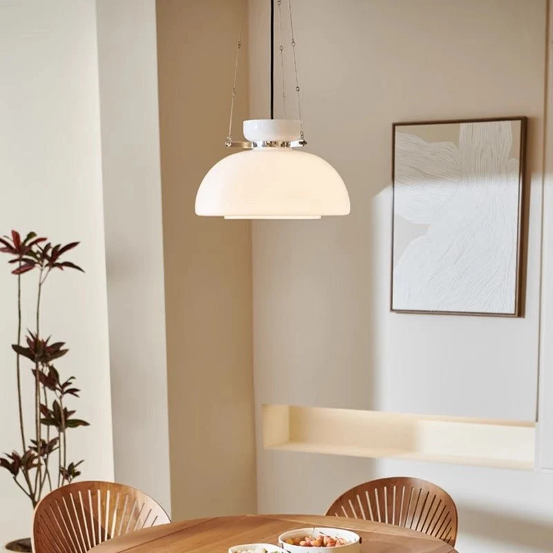 Larsson Nordic Vintage Dome Pendant Light White Finish Euroselle