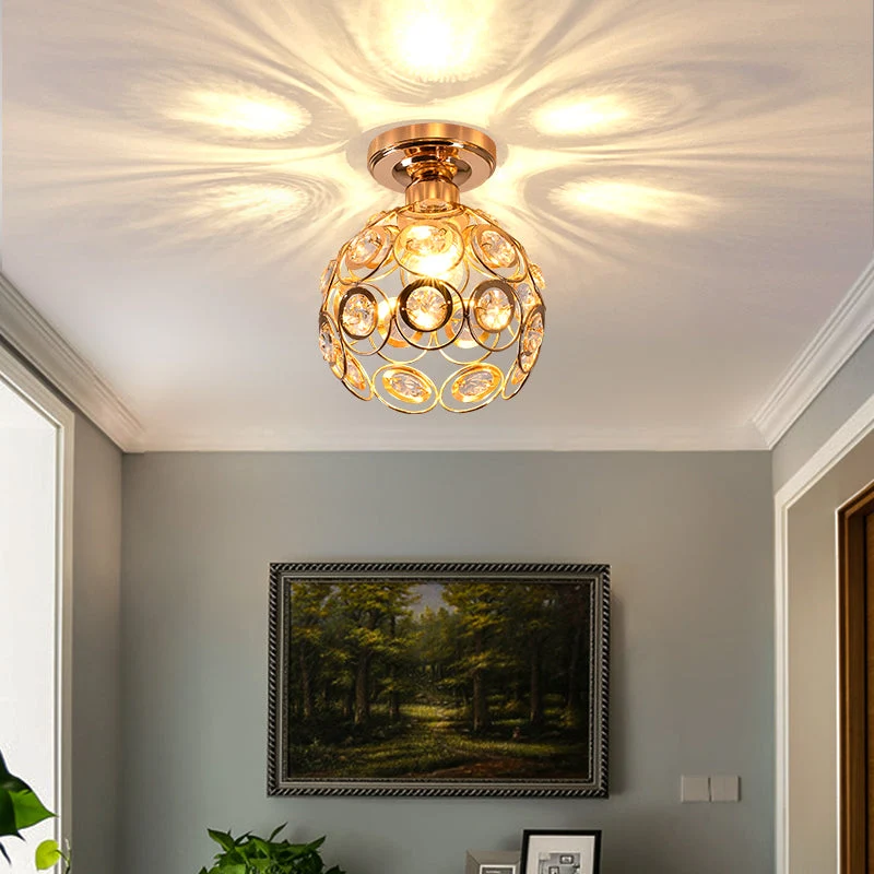 Lorentia Gold Crystal Pendant Chandelier For Hallway By Euroselle