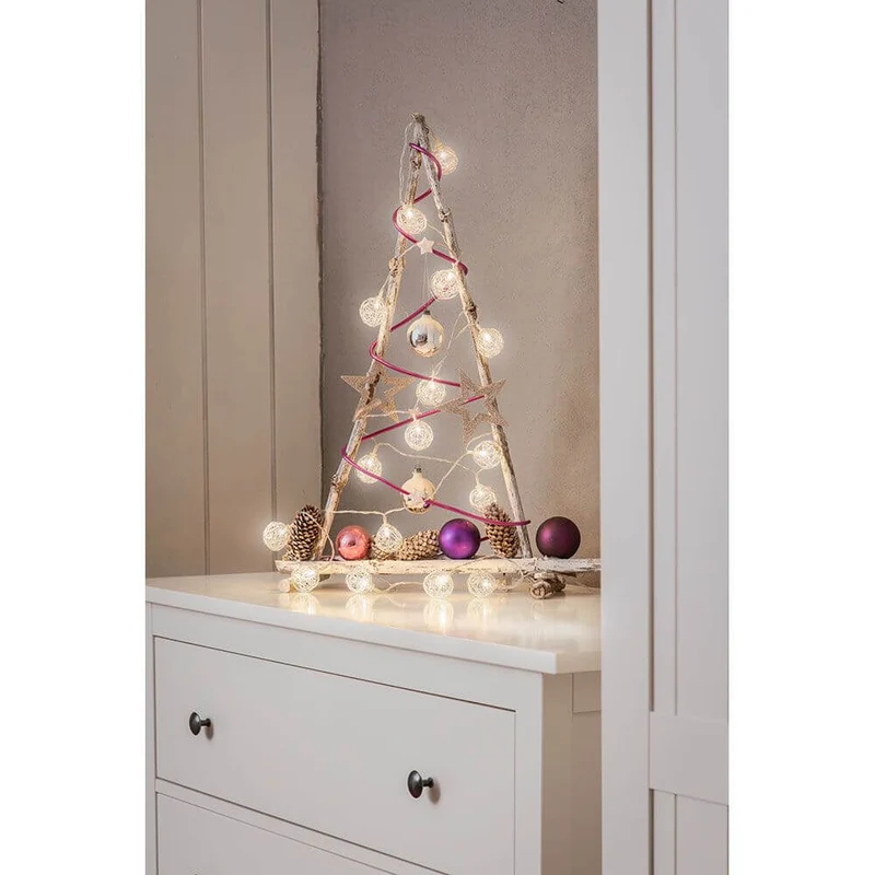 LED Dekolichterkette Aluminium-Drahtkugeln klein 16 Warmweiße Dioden batteriebetrieben