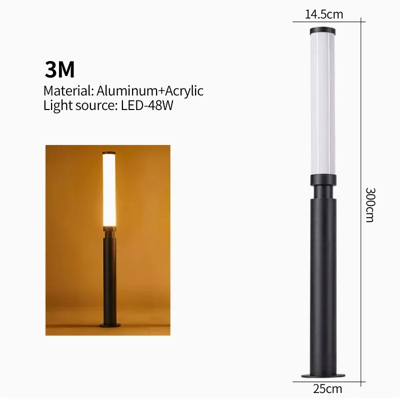 Euroselle Timber Waterproof Pole Lamp For Outdoor Lighting