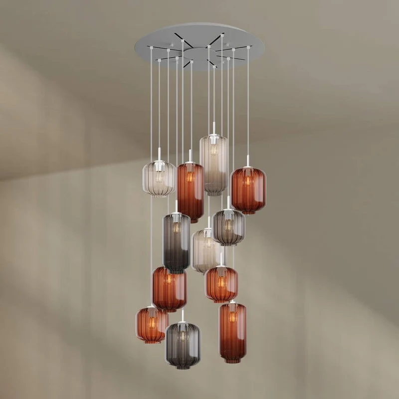 s.luce Velo Galerielampe 12-flammig Ø 80cm Baldachin Ø 18/20/25cm