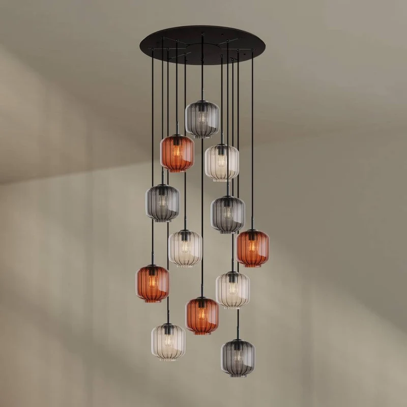 s.luce Velo 12-flammige Galerieleuchte Ø 80cm Baldachin Ø 20cm