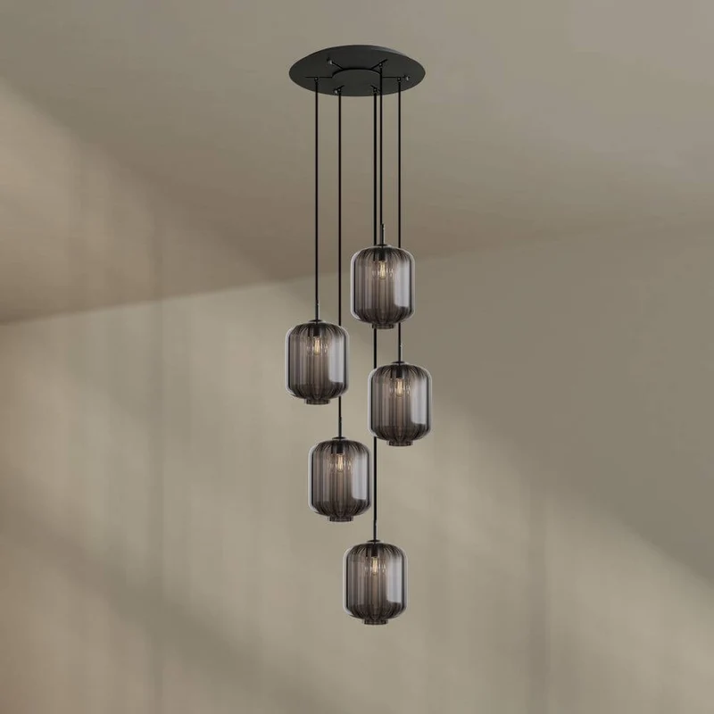 s.luce Velo Galerie-Hängelampe 5-flammig Ø 60cm Baldachin Ø 25cm