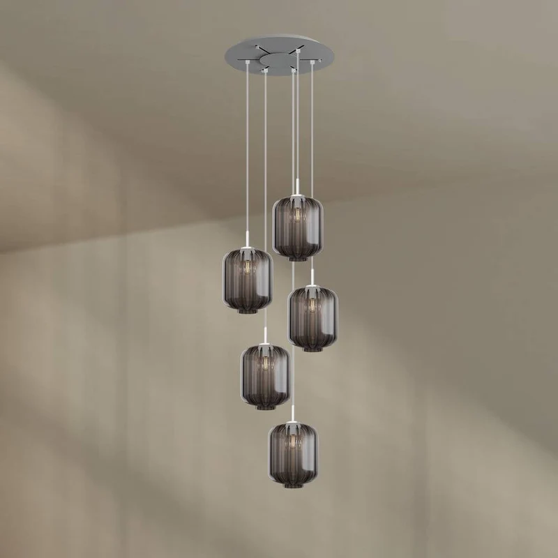 s.luce Velo Galerie-Hängelampe 5-flammig Ø 60cm Baldachin Ø 25cm