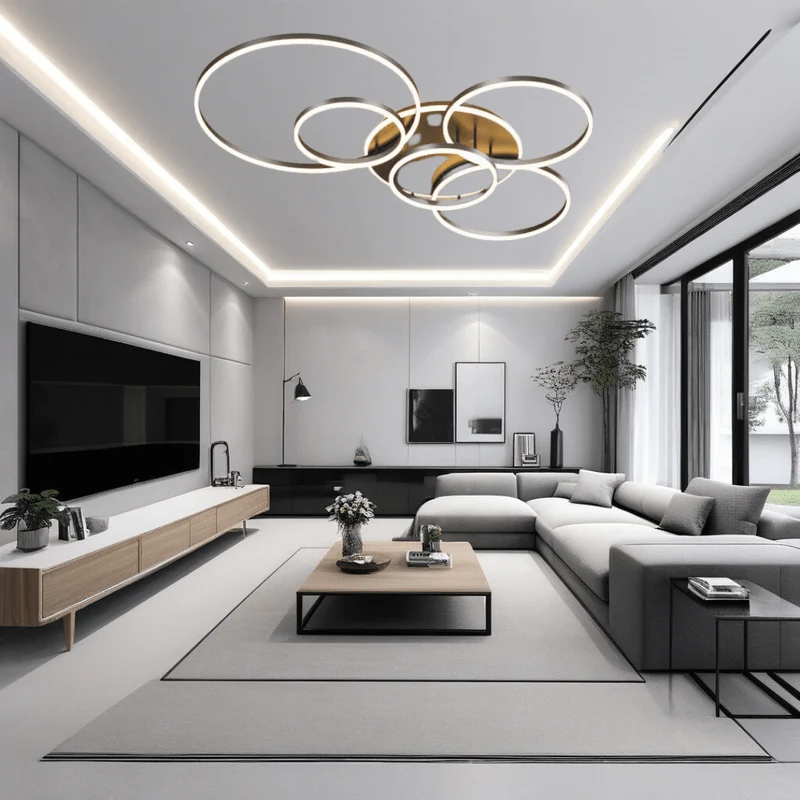 The Ripple Lamp by Euroselle Dimmable Aluminum LED Chandelier With Remote