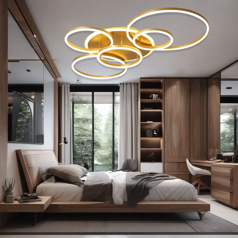 The Ripple Lamp by Euroselle Dimmable Aluminum LED Chandelier With Remote