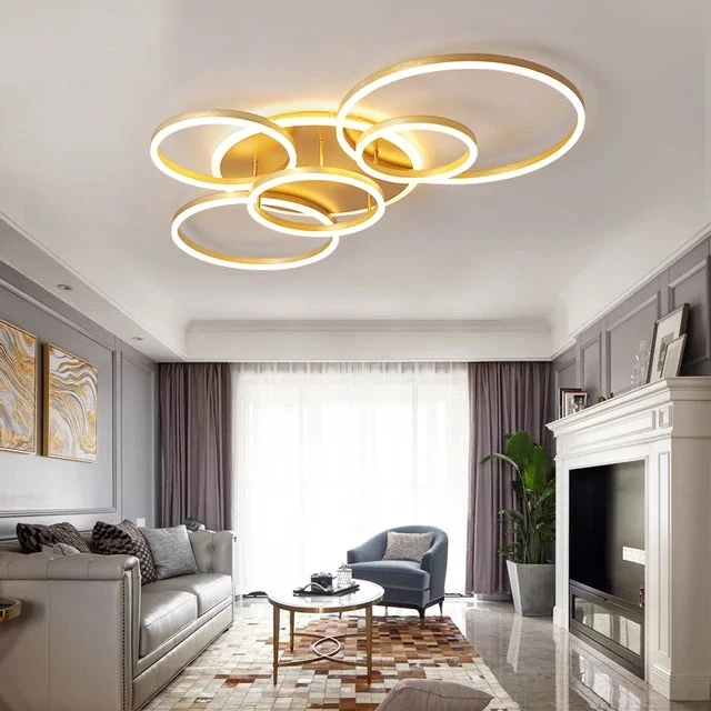 The Ripple Lamp by Euroselle Dimmable Aluminum LED Chandelier With Remote