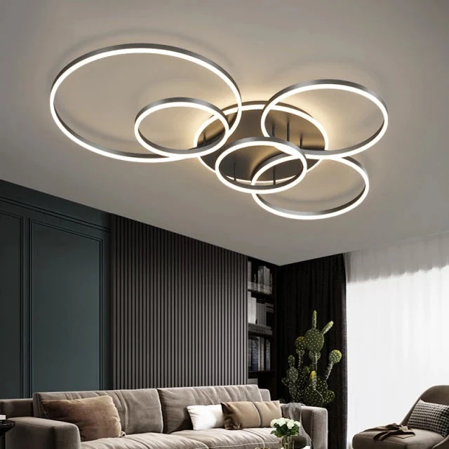 The Ripple Lamp by Euroselle Dimmable Aluminum LED Chandelier With Remote