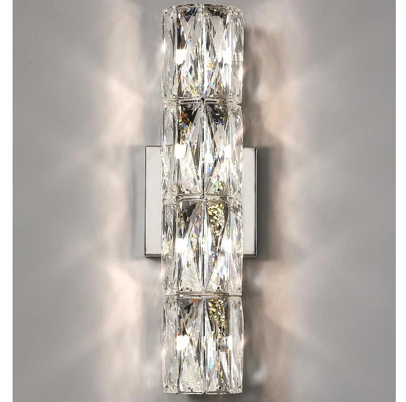 Euroselle Silver Spark Crystal Wall Lamp With Crystal Shade