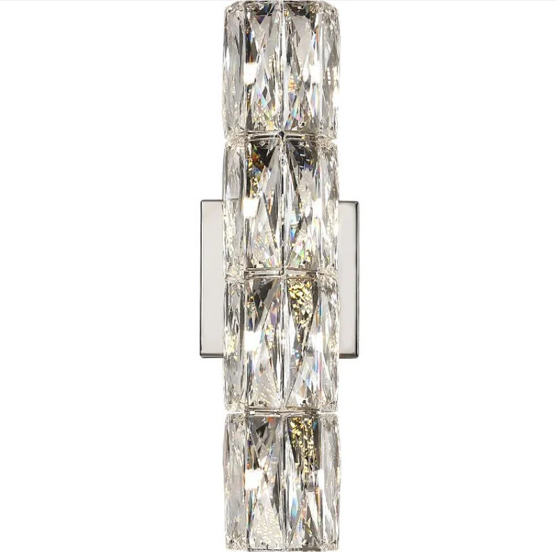 Euroselle Silver Spark Crystal Wall Lamp With Crystal Shade