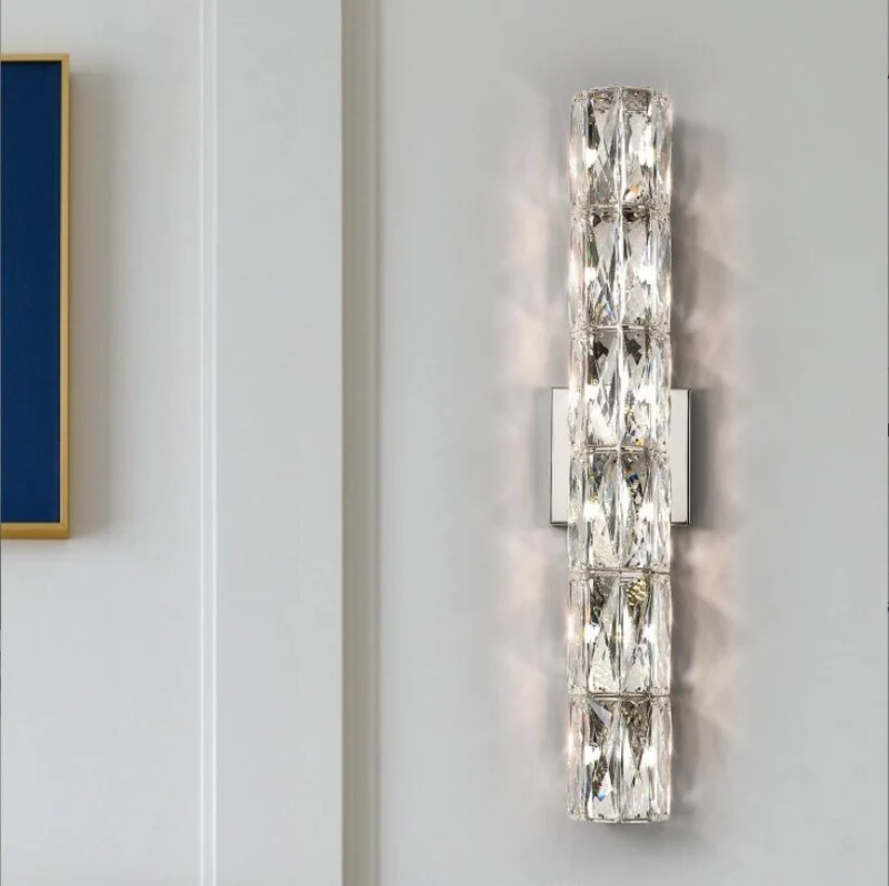 Euroselle Silver Spark Crystal Wall Lamp With Crystal Shade