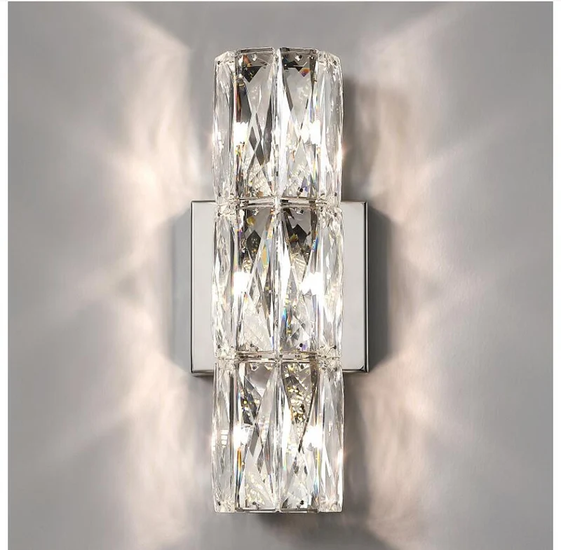 Euroselle Silver Spark Crystal Wall Lamp With Crystal Shade