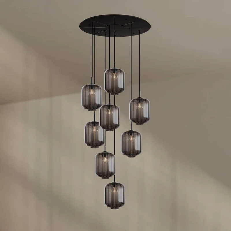 s.luce Velo 8-flammige Galerielampe Ø 80cm Baldachin Ø 25cm