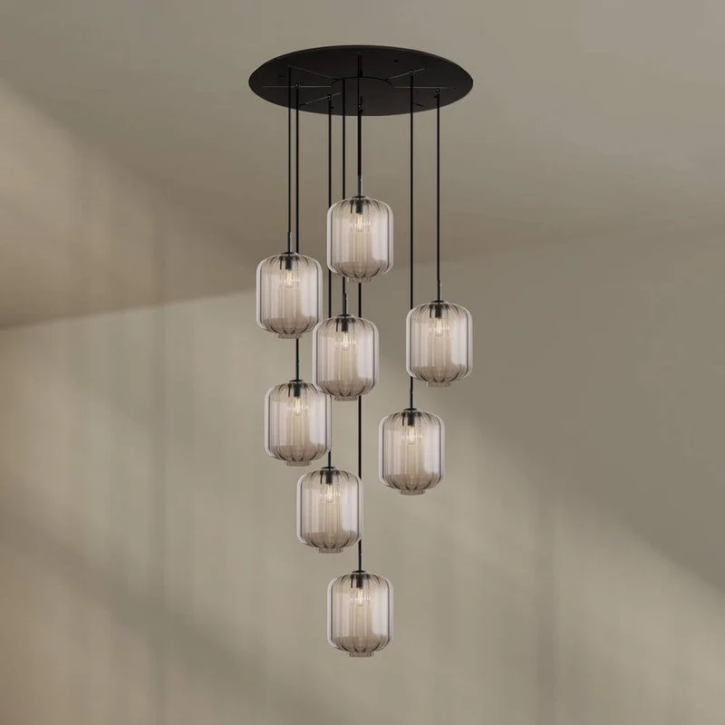 s.luce Velo 8-flammige Galerielampe Ø 80cm Baldachin Ø 25cm