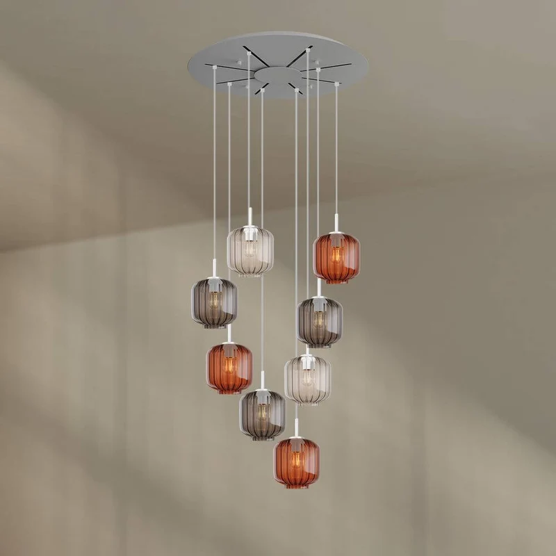 s.luce Velo Galerielampe 8-flammig Ø 80cm Baldachin Ø 20cm