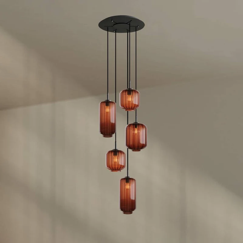 s.luce Velo Galerielampe 5-flammig Ø 60cm Baldachin Ø 18/20/25cm