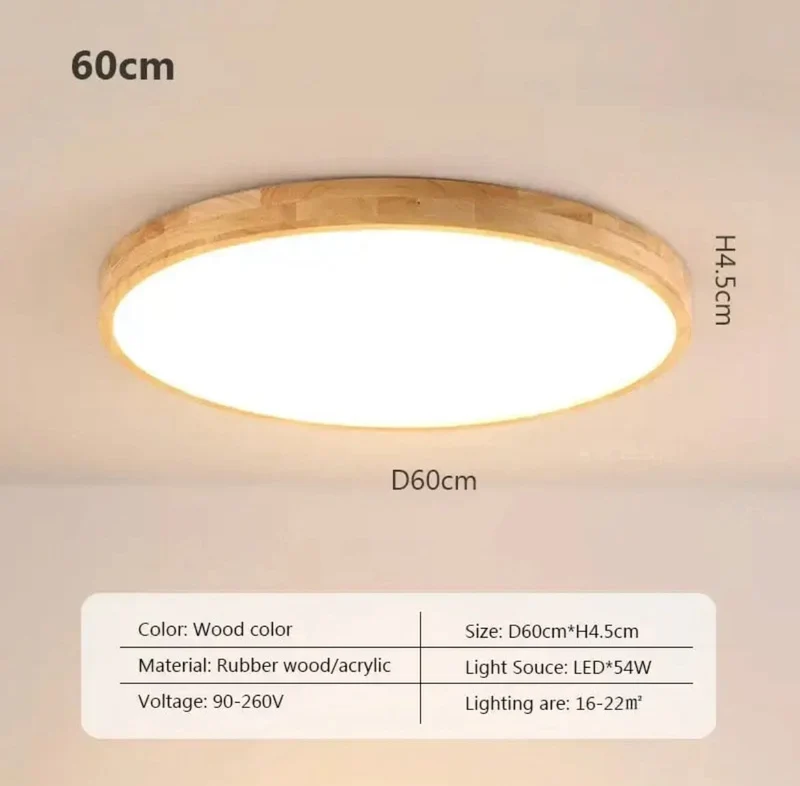 Tevin Oak Wood Ceiling Lamps With Acrylic Shade, Warm And White Light By Euroselle