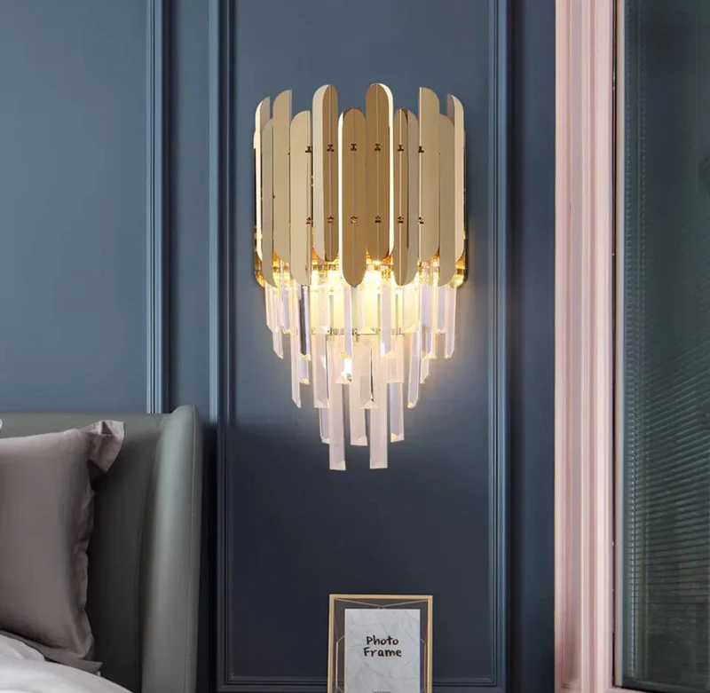 Euroselle Ivy Crystal Wall Lamp With Crystal Bars Modern Design