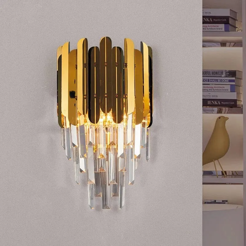 Euroselle Ivy Crystal Wall Lamp With Crystal Bars Modern Design