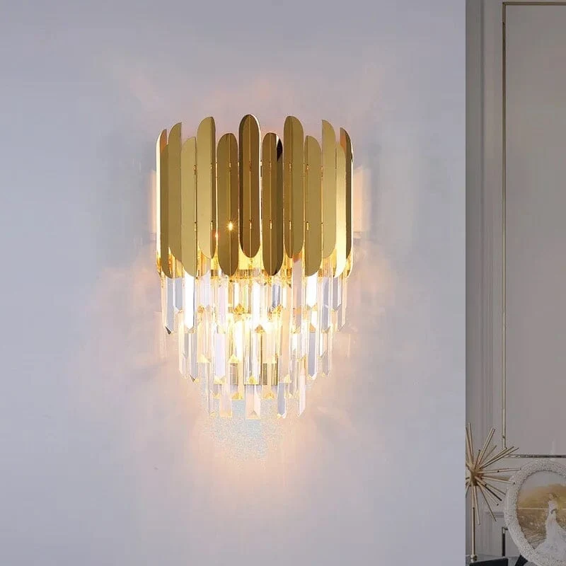 Euroselle Ivy Crystal Wall Lamp With Crystal Bars Modern Design