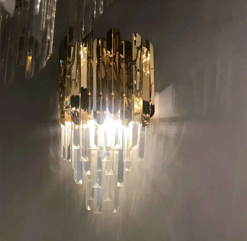Euroselle Ivy Crystal Wall Lamp With Crystal Bars Modern Design