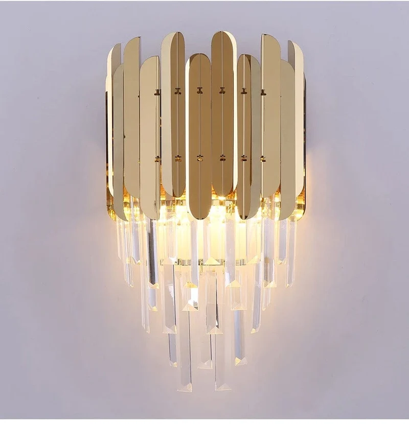 Euroselle Ivy Crystal Wall Lamp With Crystal Bars Modern Design
