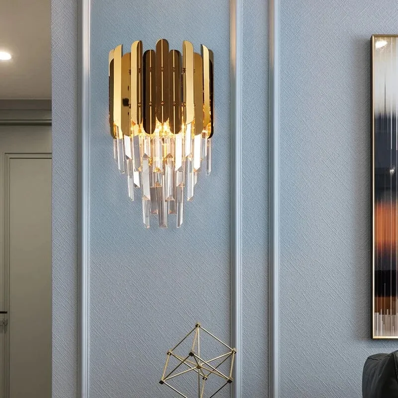 Euroselle Ivy Crystal Wall Lamp With Crystal Bars Modern Design