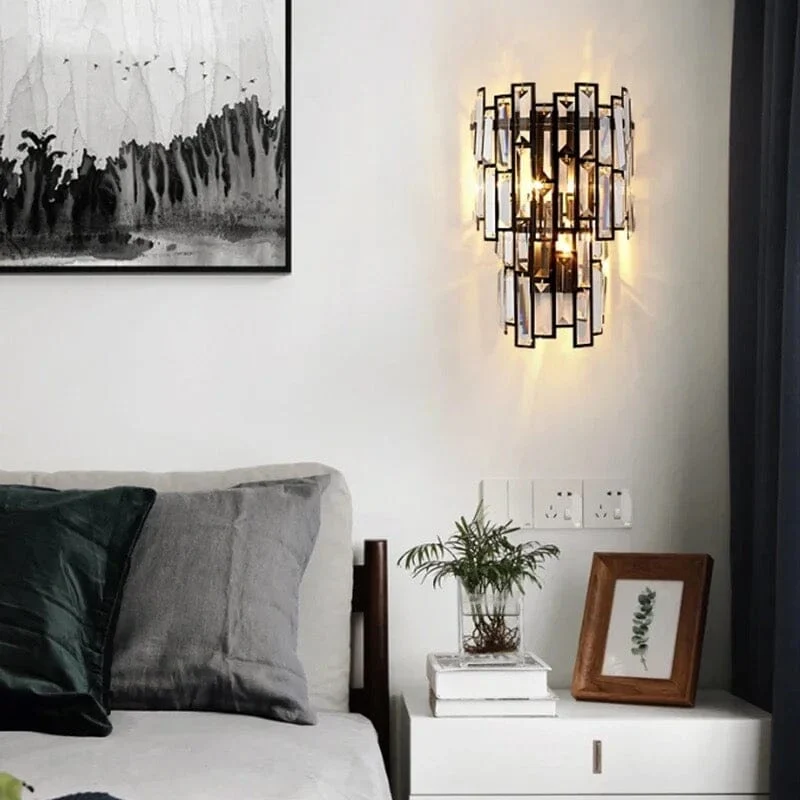 Shanice K9 Crystal Wall Lamp by Euroselle for Living Rooms and Bedrooms