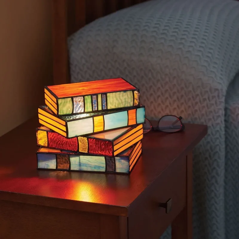 GlassNovel Stained Glass Book Lamp From Euroselle For Literature Lovers