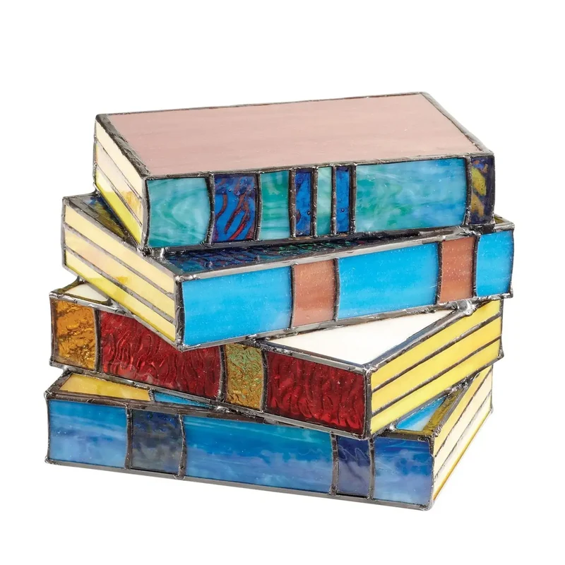 GlassNovel Stained Glass Book Lamp From Euroselle For Literature Lovers