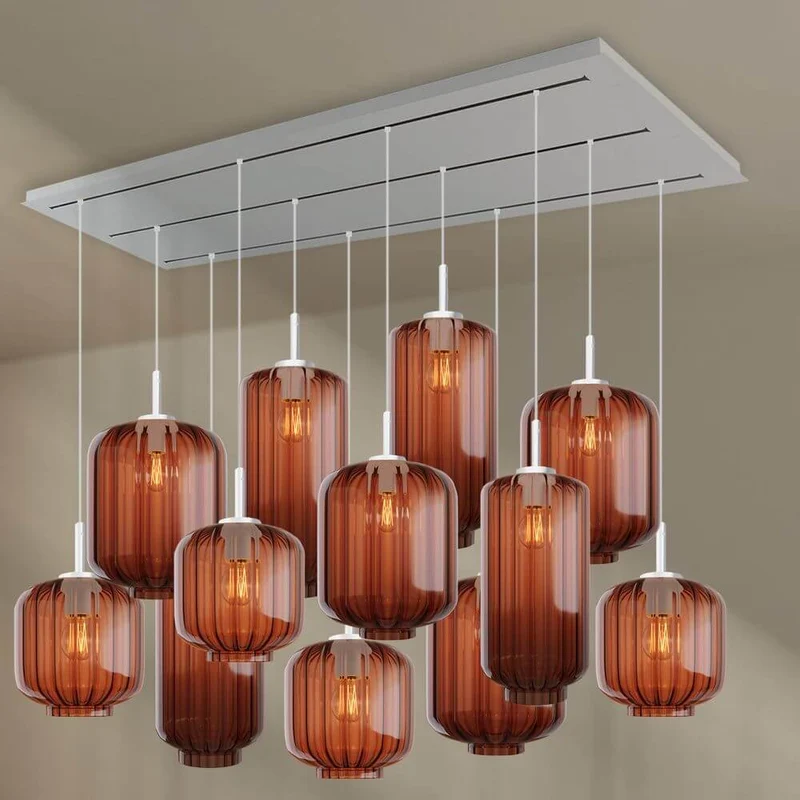 s.luce Velo Esszimmerlampe 12-flammig 200cm 3-reihig Ø 18/20/25cm