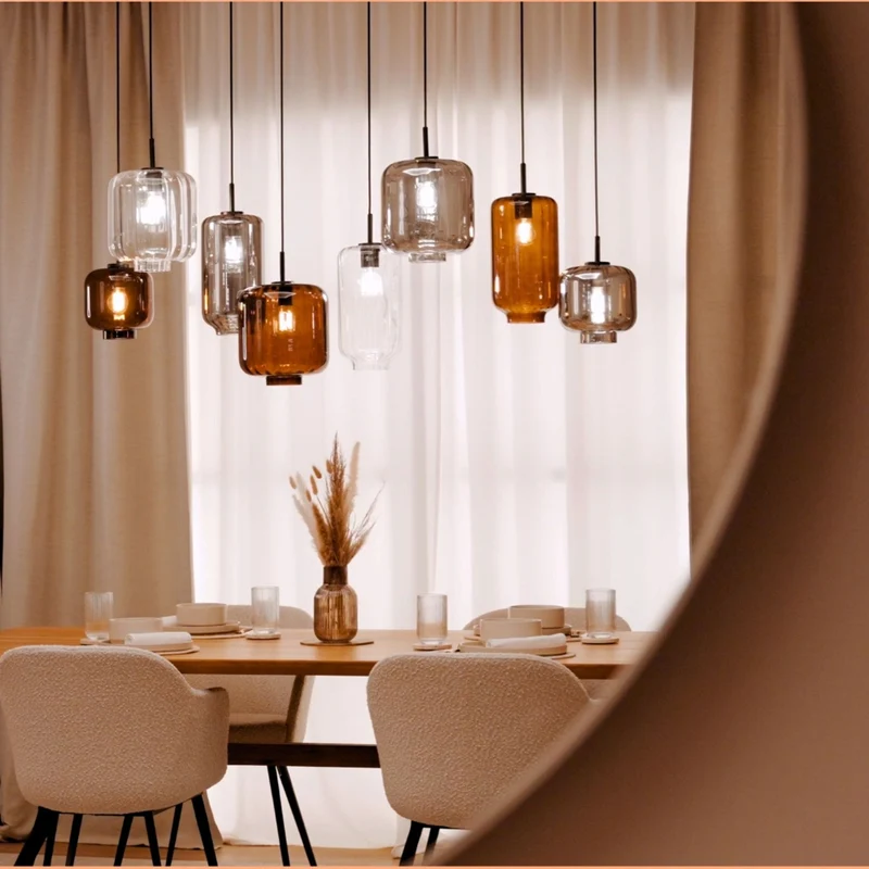 s.luce Velo Esstischlampe 8-flammig 160cm 2-reihig Ø 18cm