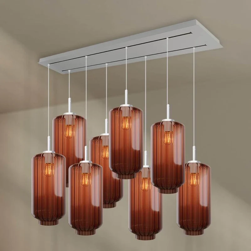 s.luce Velo Esstischlampe 8-flammig 160cm 2-reihig Ø 18cm