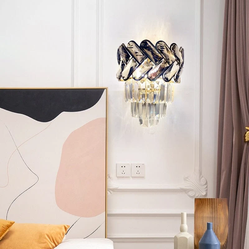 Euroselle Royal Orchid Crystal Wall Lamp Elegant Crystal Wall Light