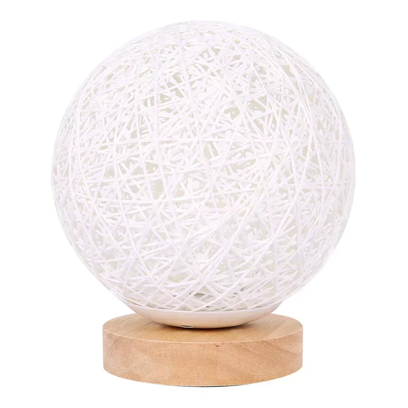 WovenGlow Hand Woven Rattan Ball Table Lamp With Warm Light Euroselle