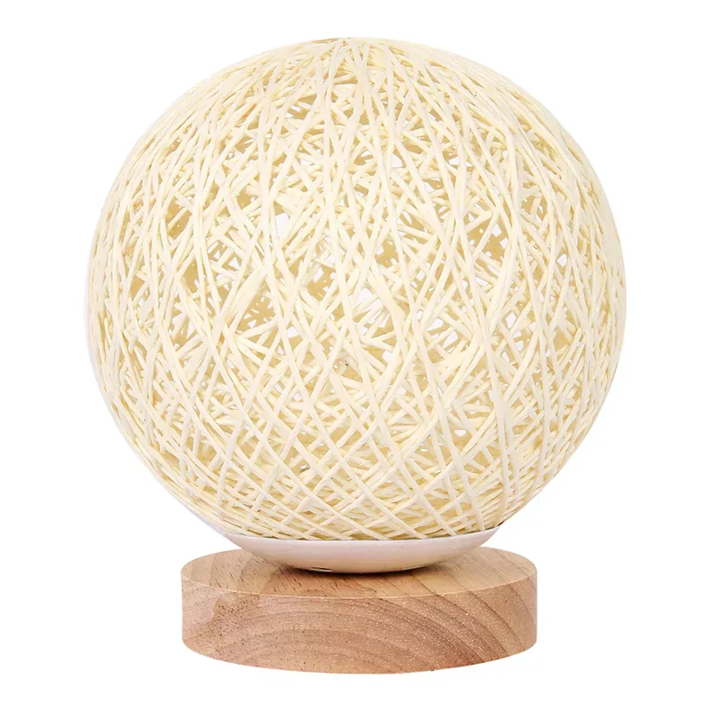 WovenGlow Hand Woven Rattan Ball Table Lamp With Warm Light Euroselle