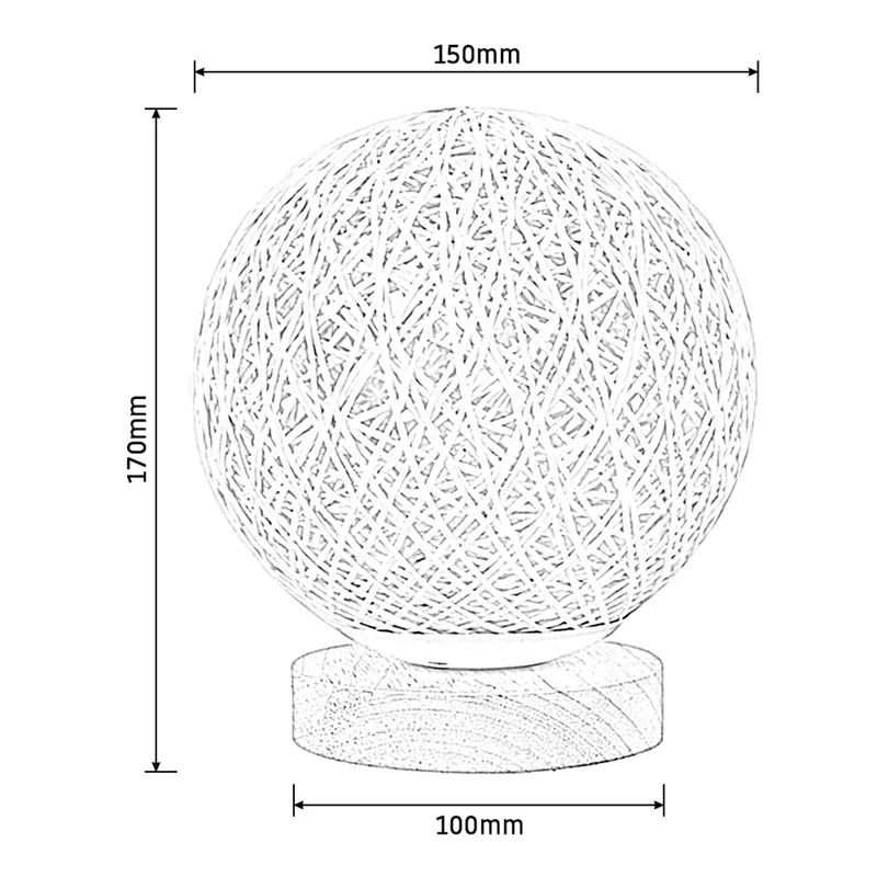 WovenGlow Hand Woven Rattan Ball Table Lamp With Warm Light Euroselle