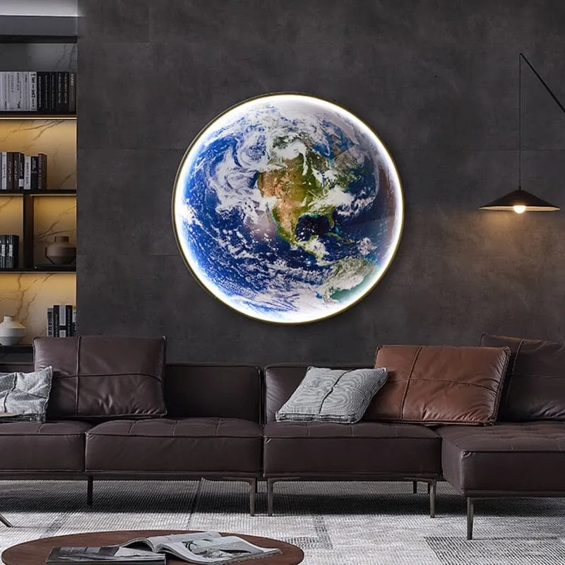 The Earth LED Wall Lamp By Euroselle Modern Globe Glass Shade