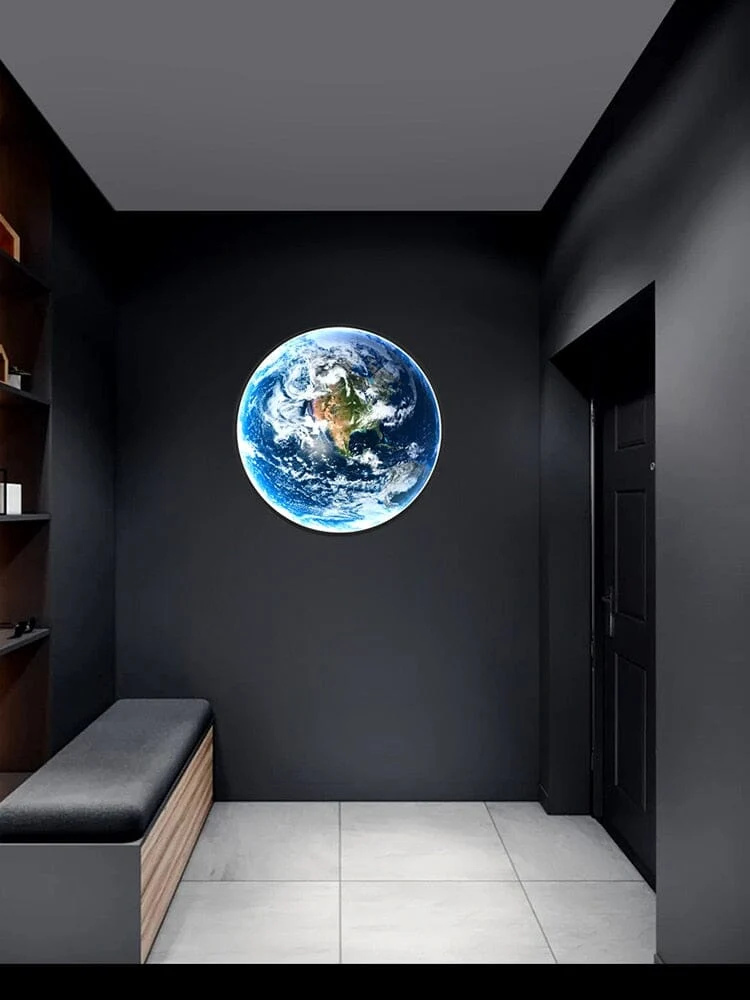 The Earth LED Wall Lamp By Euroselle Modern Globe Glass Shade