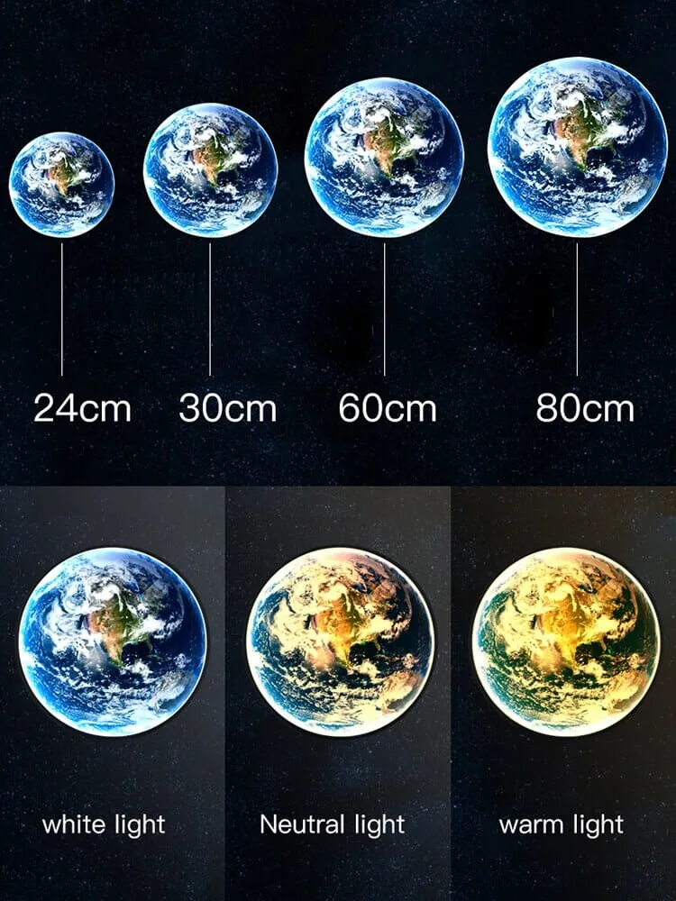 The Earth LED Wall Lamp By Euroselle Modern Globe Glass Shade