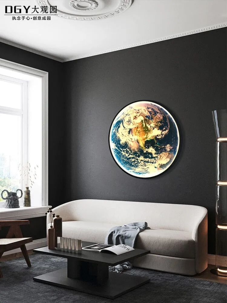 The Earth LED Wall Lamp By Euroselle Modern Globe Glass Shade