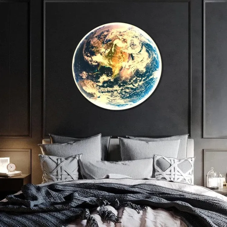The Earth LED Wall Lamp By Euroselle Modern Globe Glass Shade